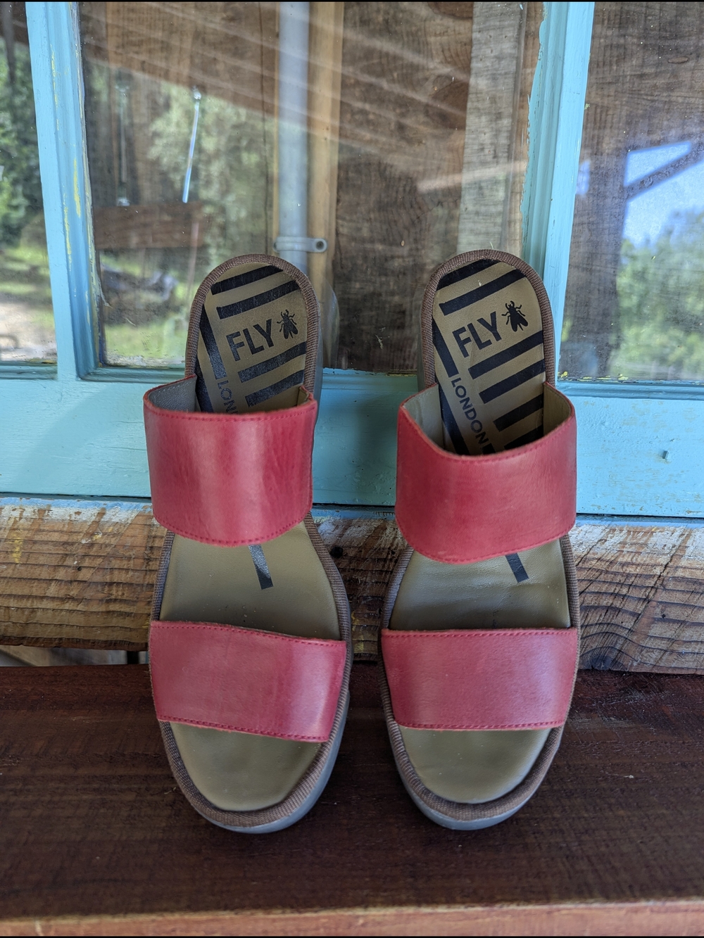 FLY London Women's Red Slide Sandals